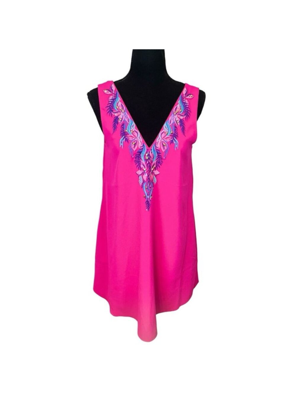 NWT Lilly Pulitzer Owen Pinata Pink Sleeveless Swing Dress Sz XS Embroidered